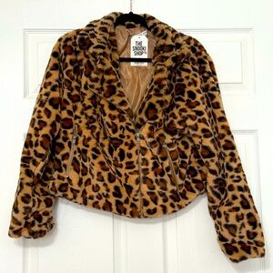Soft Leopard Print Faux Fur Zippered Jacket The Snooki Shop Size Large